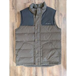 Eddie Bauer 650 Down Vest Mens Tall Large Green Puff‎ Chore Outdoor